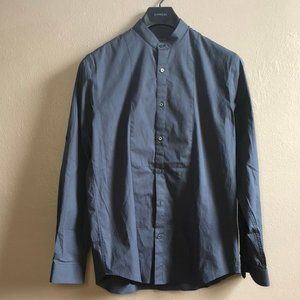 Mandarin Collar Shirt with Roll-Tabs